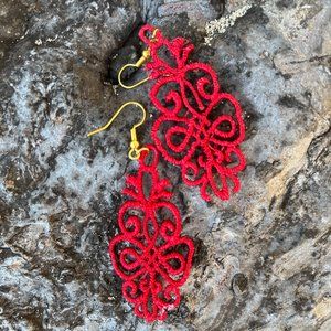 NWT Handmade Embroidered Lace CUSTOM Earrings
